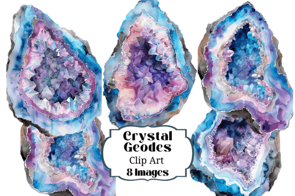 Awesome Geodes Purple Blue Clip Art for Creative Projects