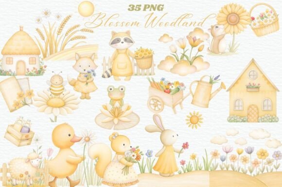 Bring Woodland Whimsy to Your Projects with Cozy Spring Farm Cottagecore Animals