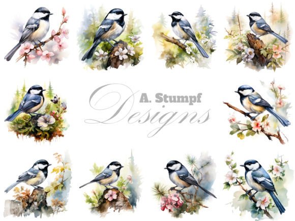 Coal Tit Bird Clipart: Watercolor Charm for Creative Projects