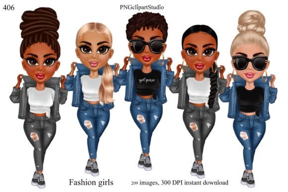 Denim Girl Clipart & Chibi Doll Clipart: A Creative Asset Guide