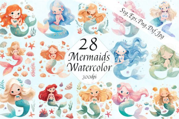 Enchanting Watercolor Mermaid Clipart for Every Project