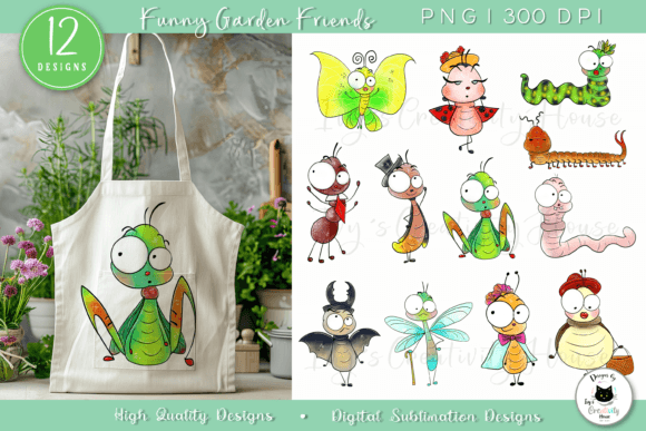 Funny Garden Animal Clipart: Hand-Painted Insect PNG Collection