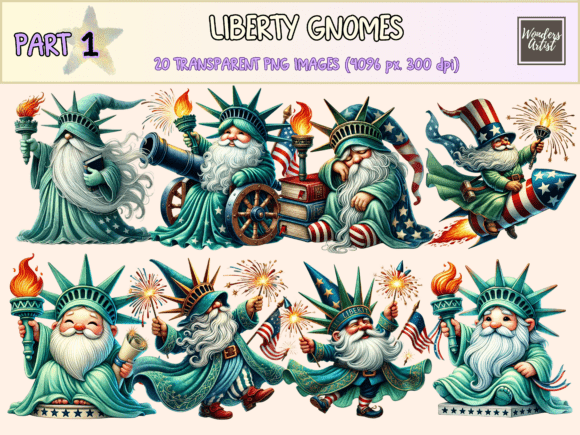 Liberty Gnomes P1 Clipart: A Festive Design Asset