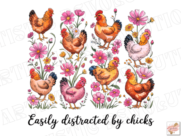 Unleash Rustic Charm with Funny Floral Brushstroke Chicken Png