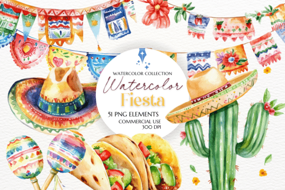 Watercolor Mexican Fiesta Clipart: Infusing Authentic Vibrancy