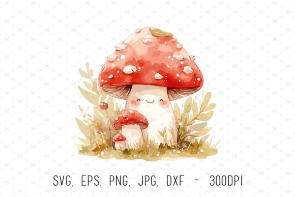 Watercolor Mushrooms Baby Shower Clipart: A Whimsical Design Asset