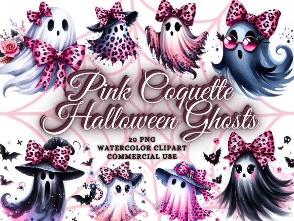 Watercolor Pink Halloween Ghost Clipart: A Modern Twist