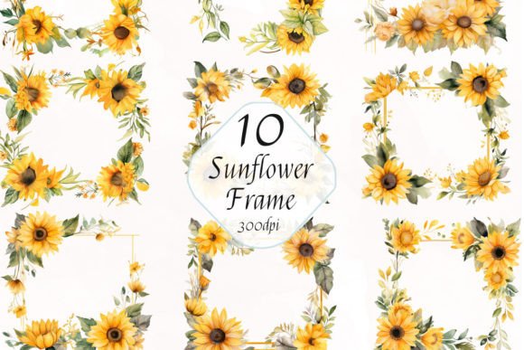 Watercolor Sunflower Frame Clipart PNG: Elevate Your Designs