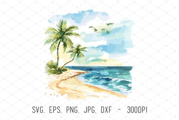 Watercolor Tropical Beach Landscape: A Creative Asset Guide